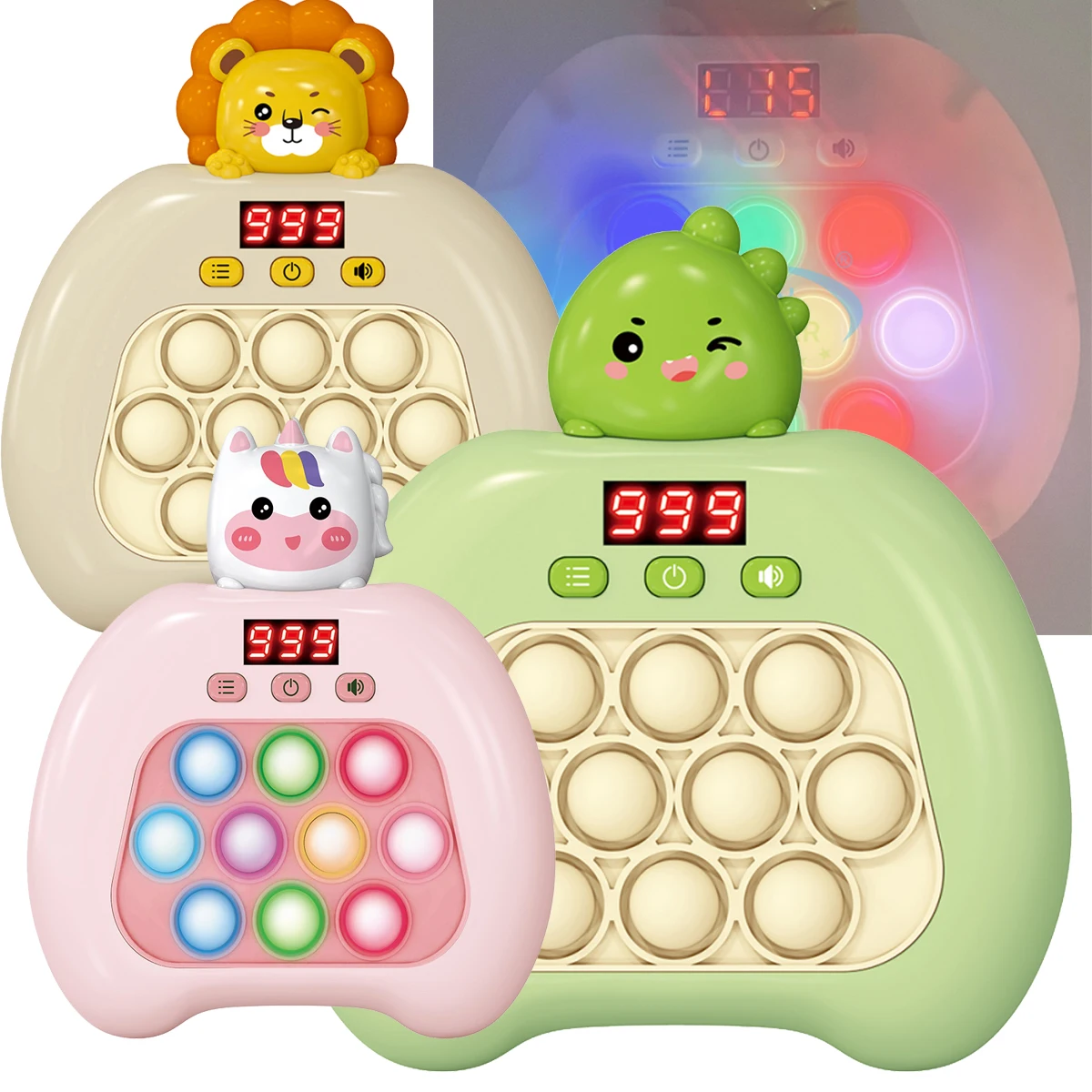 999 level quick push game with colorful lights and a PopUp Fidget Bubble electronic popular adult and child stress relief toy