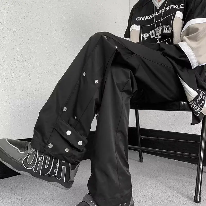 American Vibe High Street Breasted Straight Charge Pants Men's Ins Trendy Brand Loose Versatile Casual Pants