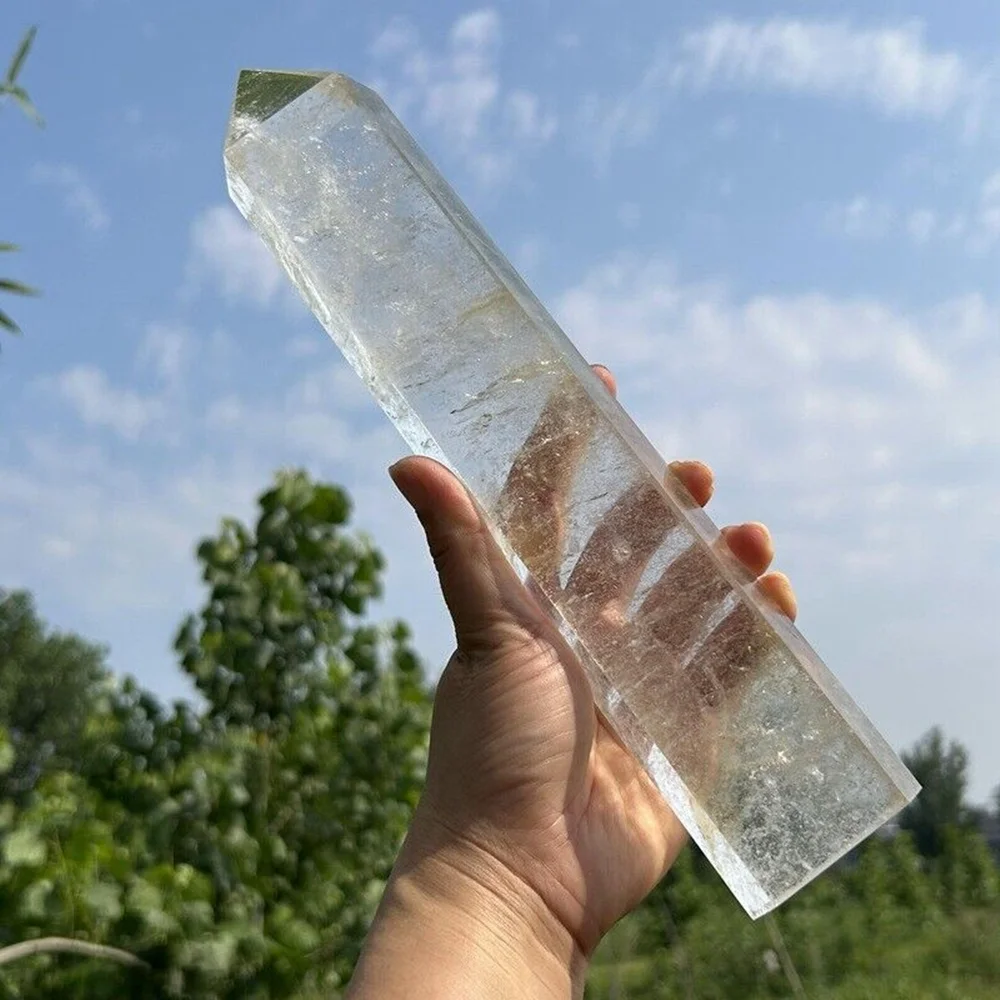 

Natural White Crystal Quartz Pillar Obelisk Healing Reiki Wand For Room Decor Home Decoration Maison Witchcraft Holiday Gift