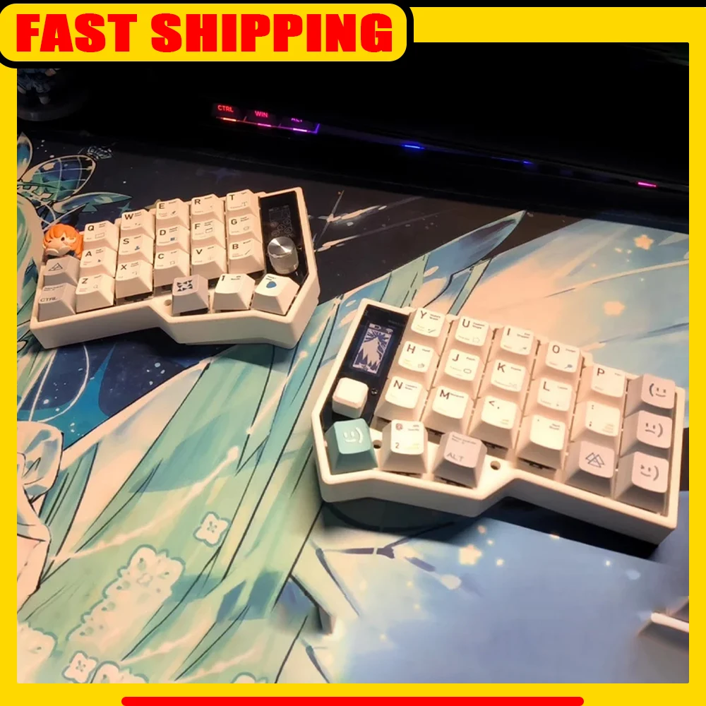 

Комплект беспроводной разделенной клавиатуры Corne RGB с возможностью горячей замены, разделенный комплект механической клавиатуры с ручкой экрана, джойстик, поддержка ZMK, подарок