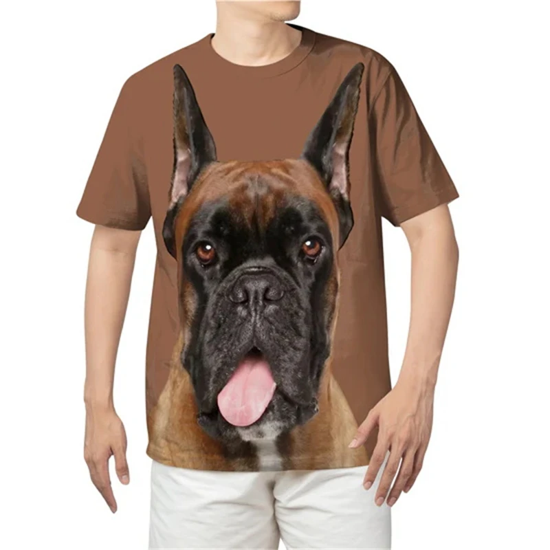 3D Printed Pet Bulldog Animal Graphic T Shirts For Men Stylish Fun American Bully Dog T-Shirt Casual Oversized Mens T Shirt Tops