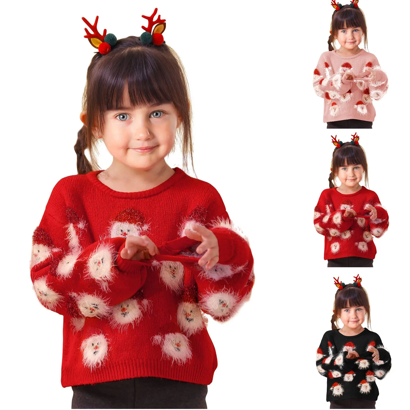 Girl Christmas Sweater Funny Santa Funny Xmas Holiday Party Knitted Pullover Baby Sweater Jumpsuit Toddler Sweatshirt Hoodie