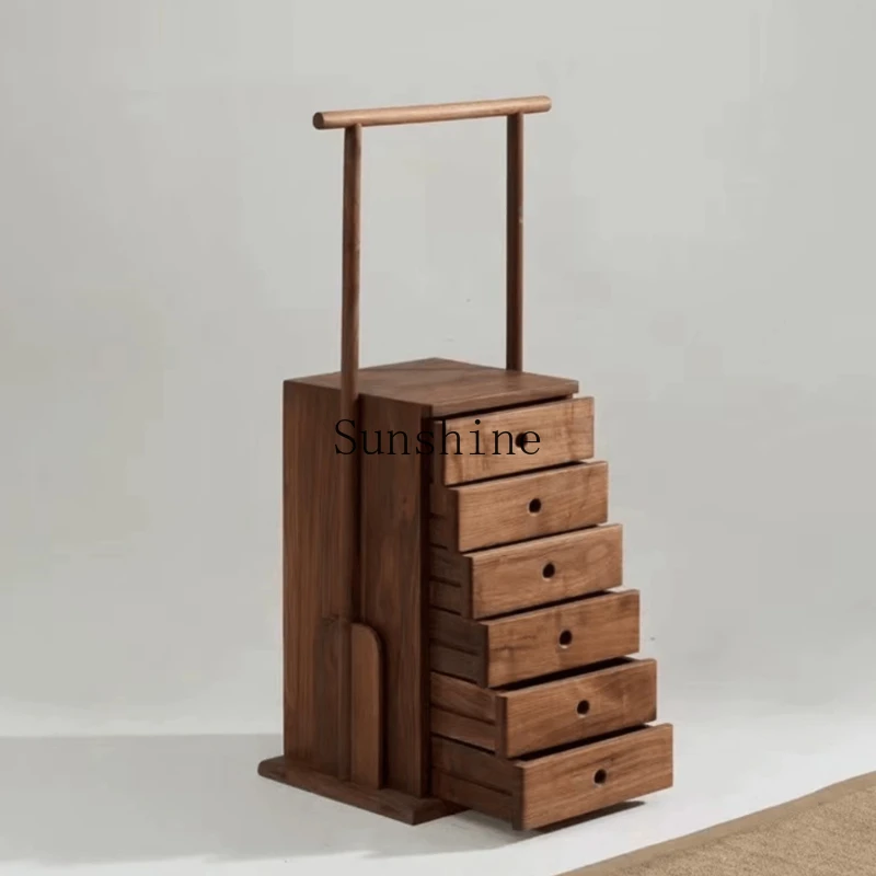 

New Chinese style six-bucket handle cabinet solid wood coat rack simple and modern