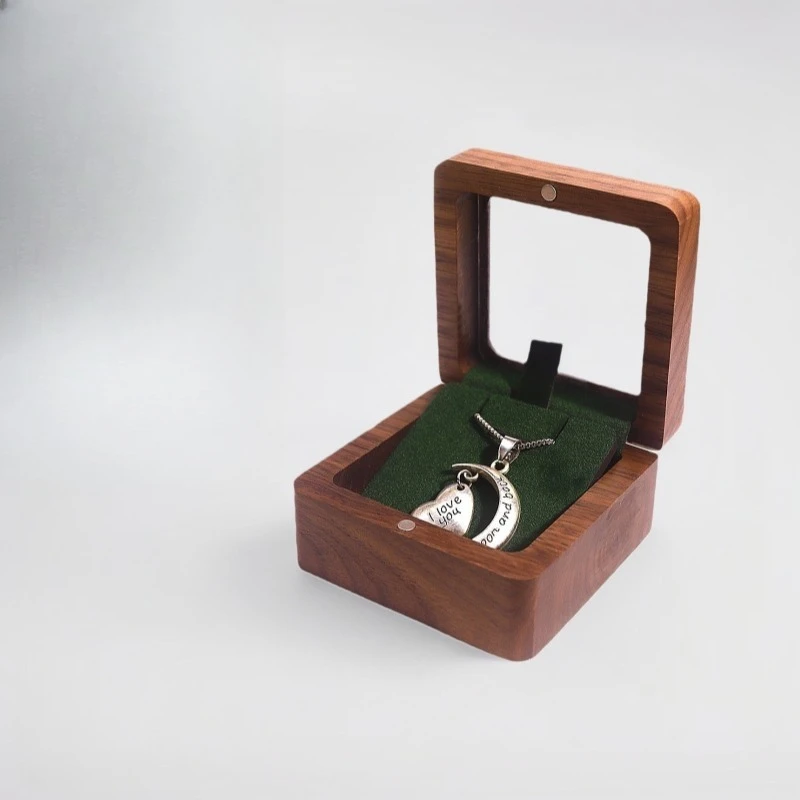 

1 шт. визуальная шкатулка для драгоценностей из орехового дерева, шкатулка для драгоценностей, кулон, ожерелье, небольшие ювелирные изделия, подарочная упаковка и коробка для хранения