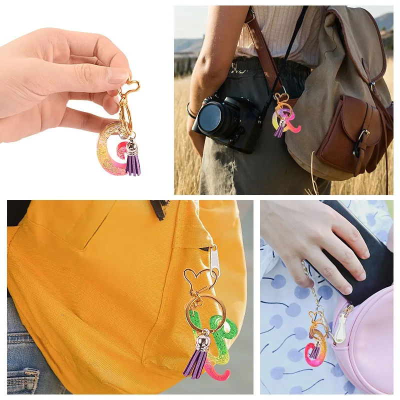 26 English Letter Keychain Silicone Mold DIY Earrings Pendant Decoration Jewelry Accessories Food Ice Baking Epoxy Resin Molds