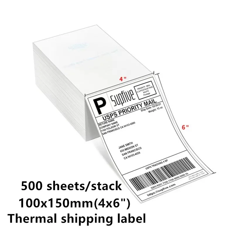 

Three proof thermal folding adhesive 4x6 inch shipping label 100x150mm express address waybill sticker label paper 500 sheets