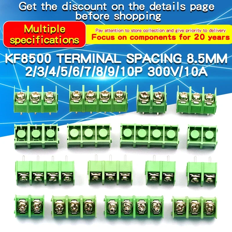 

5PCS KF8500 8.5mm Pitch Connector Pcb Screw Terminal Block 2/3/4/5/6/7/8/9/10Pin 10A300V Fence Type Connection Terminal Terminal