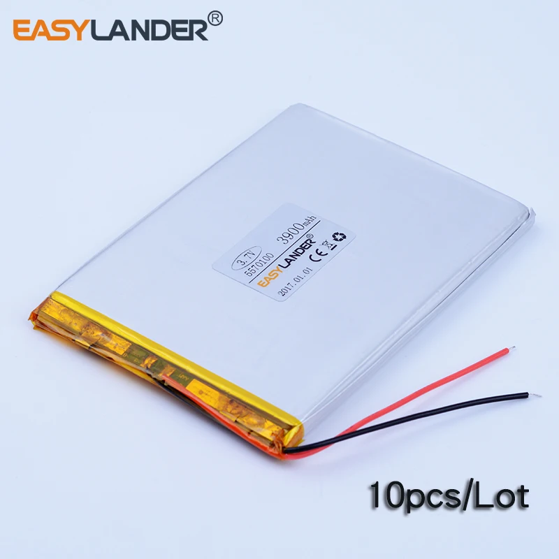 

10pcs/Lot 3.7V 3900mAh 5570100 Rechargeable li-Polymer Li-ion Battery For Bluetooth Notebook Tablet PC mobile power PDA DVD DIY