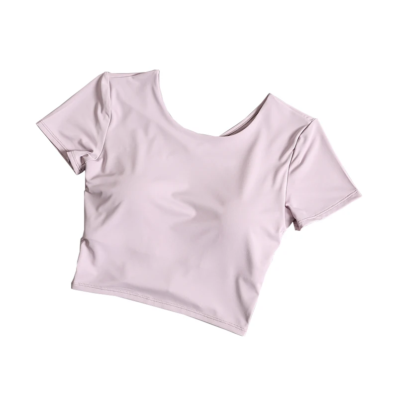 Fitness short-sleeved women slim sexy beautiful back tight fast dry spring and summer professional morning jogging exercise