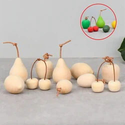 5Pcs Unfinished Wood DIY Fruit Wood Embryo Pendant Home Decoration Ornaments Fruits Painting Paint Crafts Blank Toy Childeren