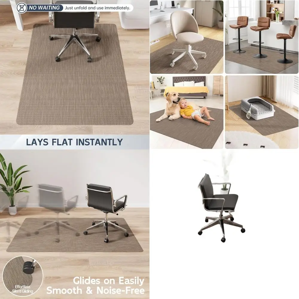 

Large 46 x 60 Hardwood Floor Desk Chair Mat, Anti-Slip, Easy Glide, Dark Brown