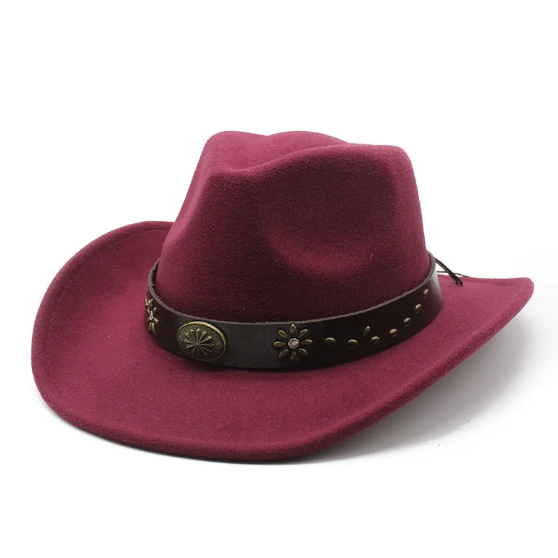 

Cross-border Western Cowboy Hat Woolen Jazz Top Hat Men And Women Ethnic Style Horse Riding Outdoor Cap