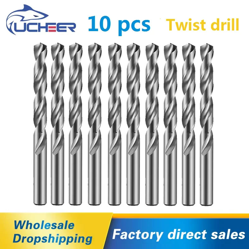 

UCHEER 10pcs Carbide Twist Drill Bits for CNC Metal Twist Drill Bit For Metal Stainless Steel