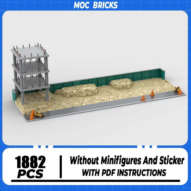 Modular Construction Site Moc Building Blocks City Street View Display for Sets 60409 Bricks DIY Construction Toys Holiday Gifts