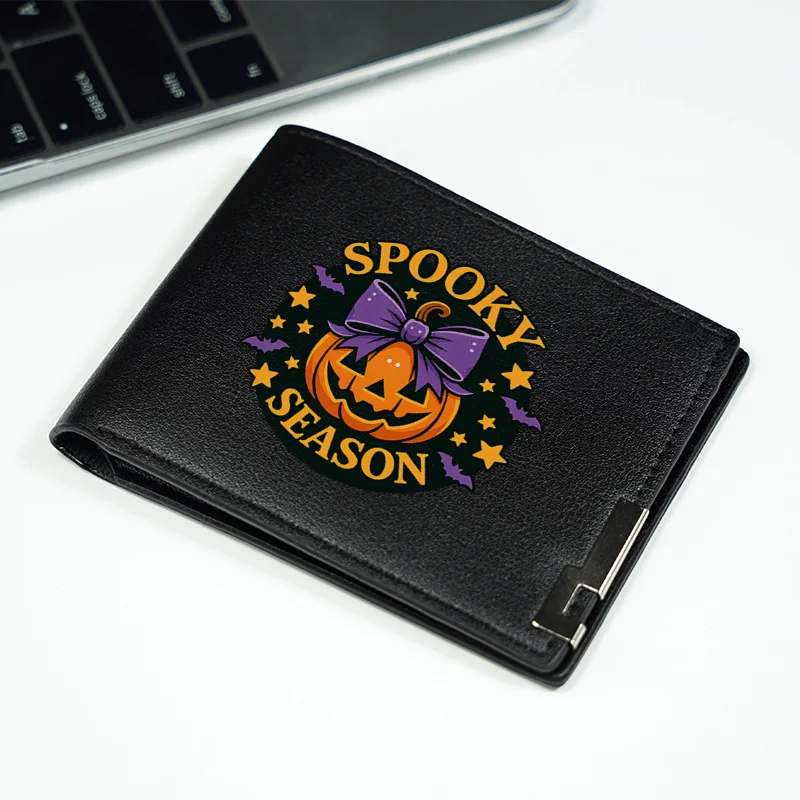 Diseño de calabaza con huecos de temporada espoluda, billetera delgada de PU para hombre, accesorios de moda para negocios duraderos y ligeros para uso diario