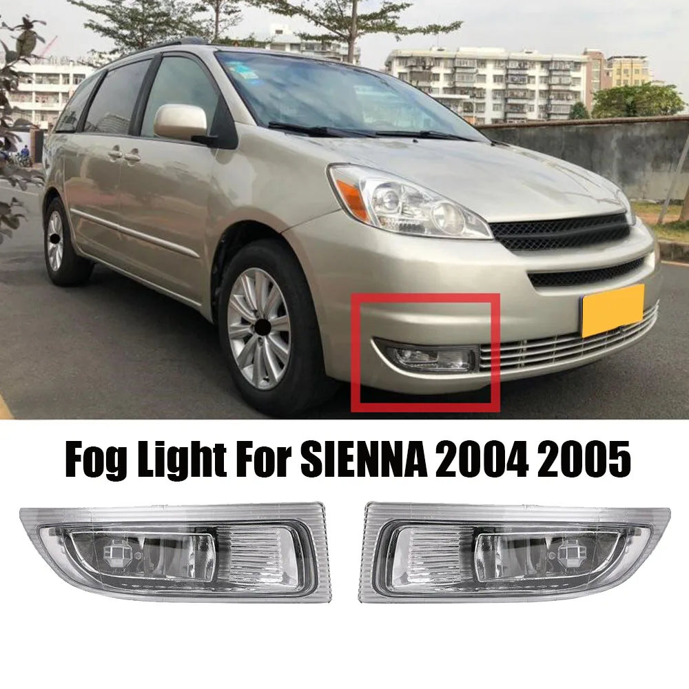 Par de luces antiniebla LH + RH, lámparas con bombillas para Toyota Sienna 3.3L 2004-2005 81220-AE010 81210-AE010