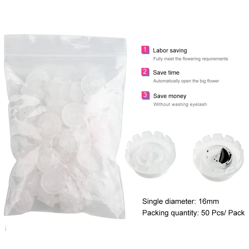 Yelix Lijm Houder Valse Wimper 100 Stuks Wegwerp Wimpers Blossom Cup Gemakkelijk Fan Lijm Pallet Wimper Extension Tool Make-Up Tool
