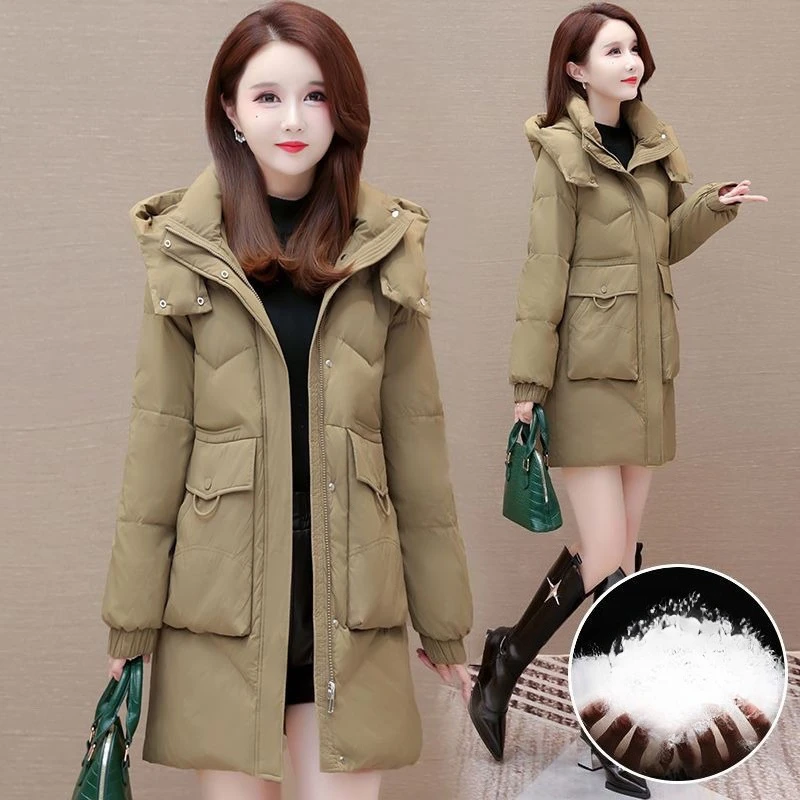 High-end Women's Soil Warm Down Jacket Loose Winter New Fashion Foreign Style Duck Down Casual Large Size Jacket Thickened Coat