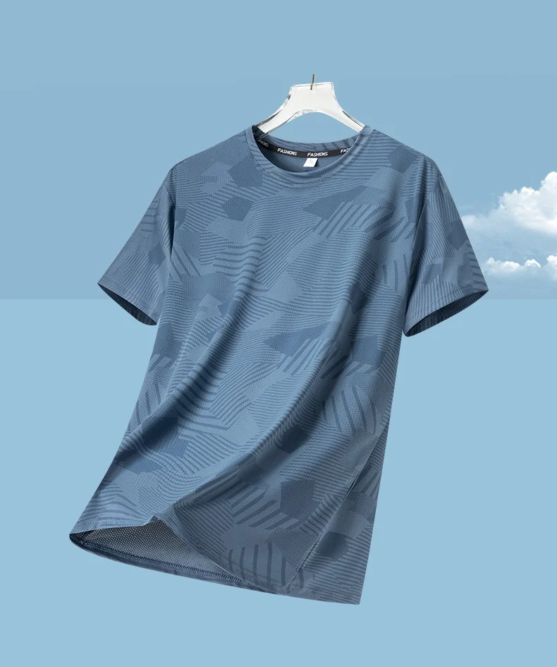 Männliches Lauf-T-Shirt, Sommer, atmungsaktiv, verschleißfest, Fitness-Sport-T-Shirt, Outdoor, leicht, Jogging, Fitnessstudio, Training, Sportbekleidung – Detail 13