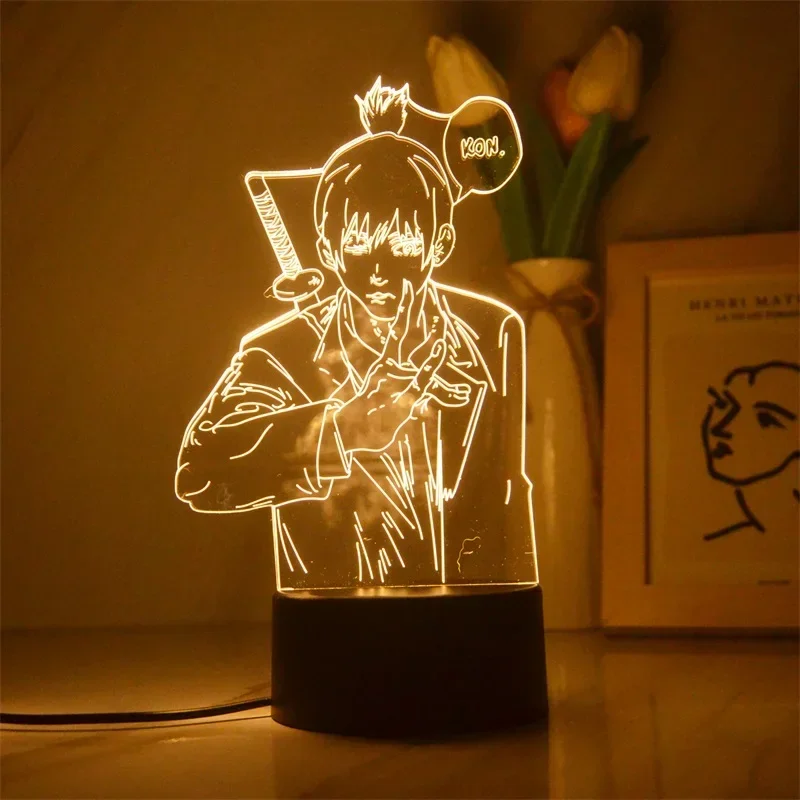 Lámpara Led de noche 3D para decoración de dormitorio de niños, juguetes de cumpleaños, lámpara de Manga, Anime Chainsaw Man Aki Hayakawa, regalos