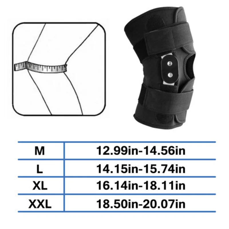 Knee Patella Support Brace Sleeve Wrap Cap Bike Motorbike Sports Adjustable Hinged Stabilizer