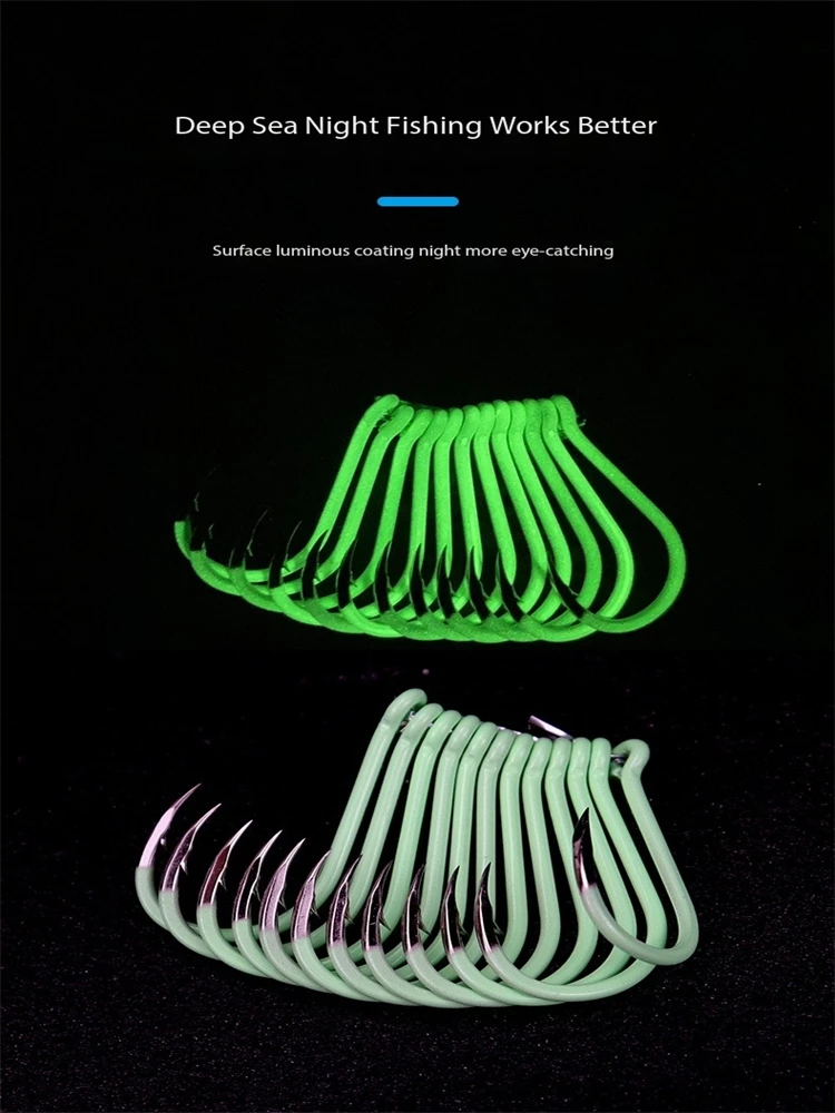 BKK Night Light, Fluorescent Fish Hook Crooked Ring Mouth  Barb, Deep-Sea Boat Fishing For Grouper Yellow Chicken