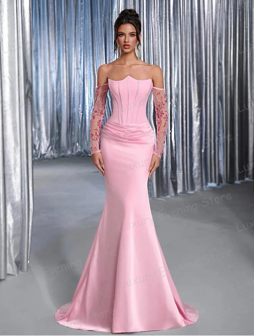 

Simple Mermaid Evening Dresses Woman Prom Gowns Lace Long Sleeve 2026 Formal Fashion Vestidos Customized فساتين سهرات