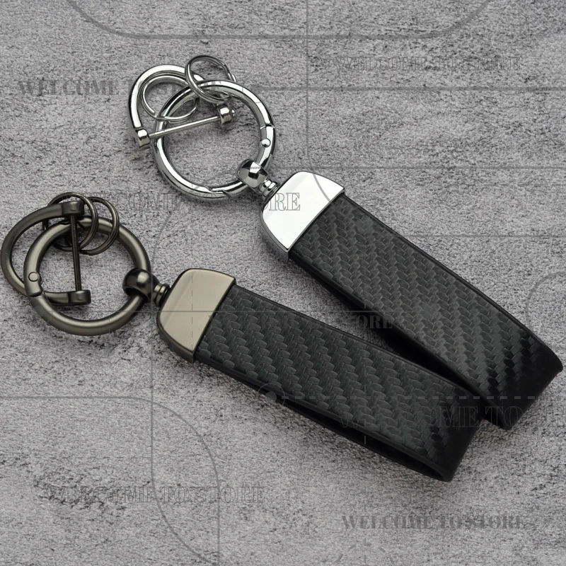Carbon Fiber For Daihatsu Charade Luxio Terios Emblem Fashion Leather Keychain Men Women Car Key Ring Auto Accessories view 6