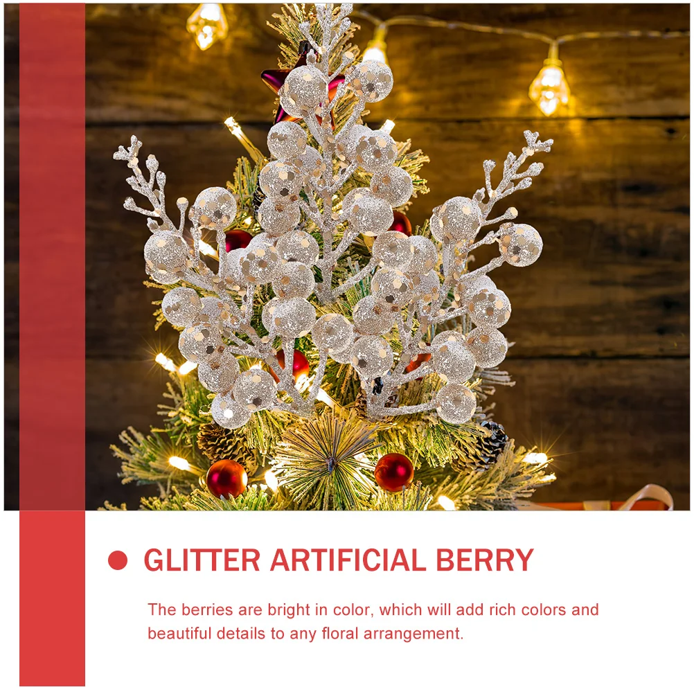 

12Pcs Glitter Artificial Berry Stems Christmas Berries Picks Fake Berries Branches for Tree Wreath Party Home Decoration