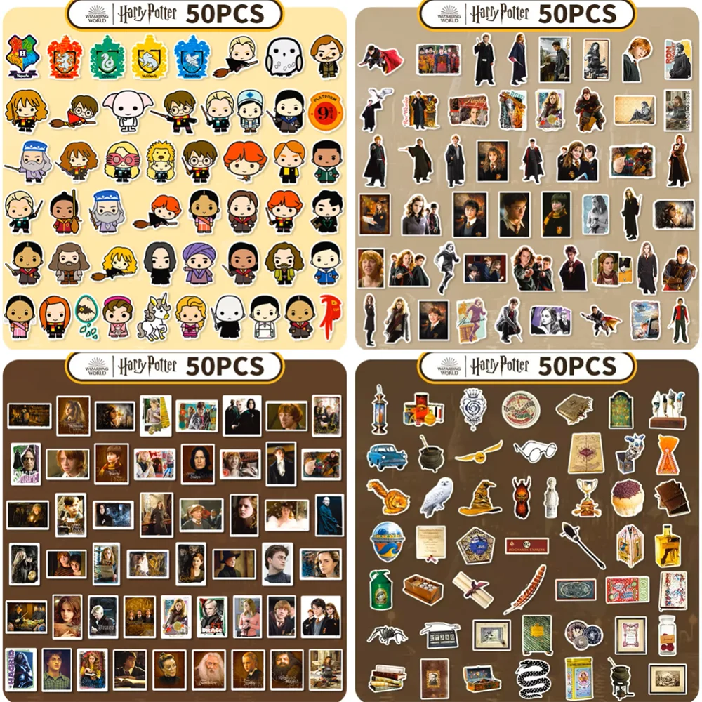 Genuine 50Pcs/Set Harry Potter Waterproof Stickers Handbook Scrapbook Photo Frame Calendar Card Decoration Decals Toys Gifts