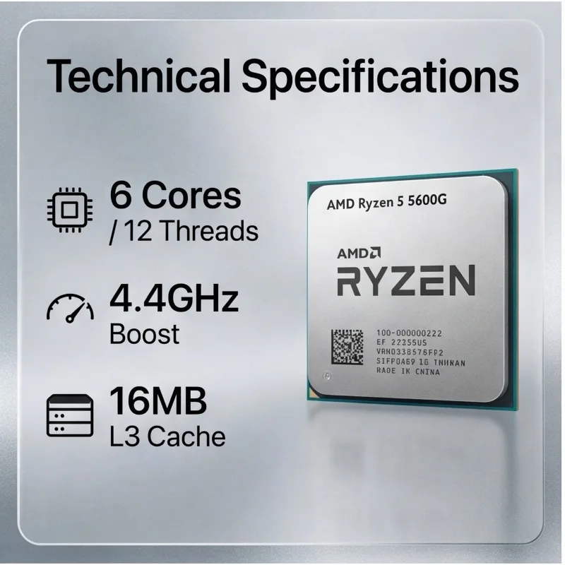 R5 5600G AMD Ryzen 5 5600G AM4 APU 6-Core 12-Thread 16MB Cache Desktop Processor Without Cooling Heatsink view 6