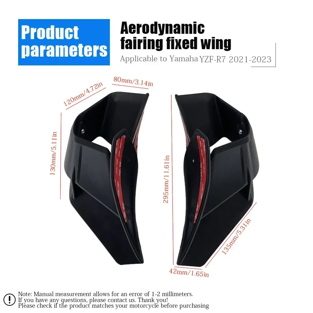 For Yamaha YZF-R7 YZFR7 2021-2023 Motorcycle Windshield Aileron Fixed Guard Protector Wing Cover LIGHTWEIGHT Frame Accessories