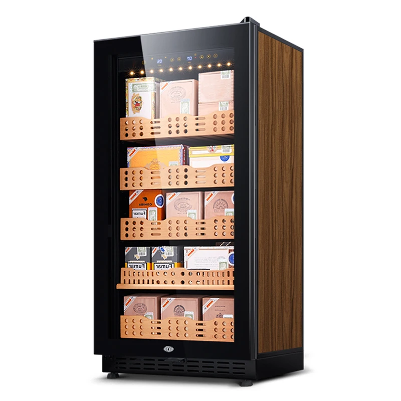 Wooden Glass Door Display Storage Cigar Humidor Cabinet with Humidity Control for Professional Tobacco Collection Box Pro