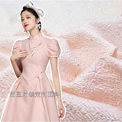 Gold Silk Yarn-dyed Jacquard Fabric Spring and Summer Thin Bubble Dress Wind Clothes European Brand Fashion Design Sewing Cloth
