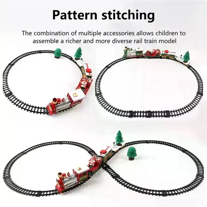سلسلة عيد الميلاد قطار المسار الكهربائي البخار المسار قطار نموذج أضواء هدايا عيد الأطفال الموسيقى سانتا كلوز قطار مجموعة