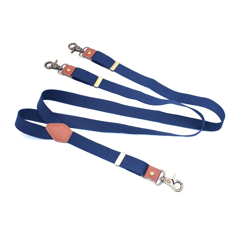 حمالات عتيقة للرجال ، حمالات بنطلون للخدمة الشاقة ، 4 خطافات كبس برونزية ، مرنة قابلة للتعديل ، طويلة كبيرة ، واسعة ، شكل س ، عمل