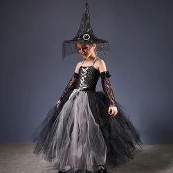 Halloween Costume Witch Tutu Long Dress Children Show Girls Cosplay Costume for Kids