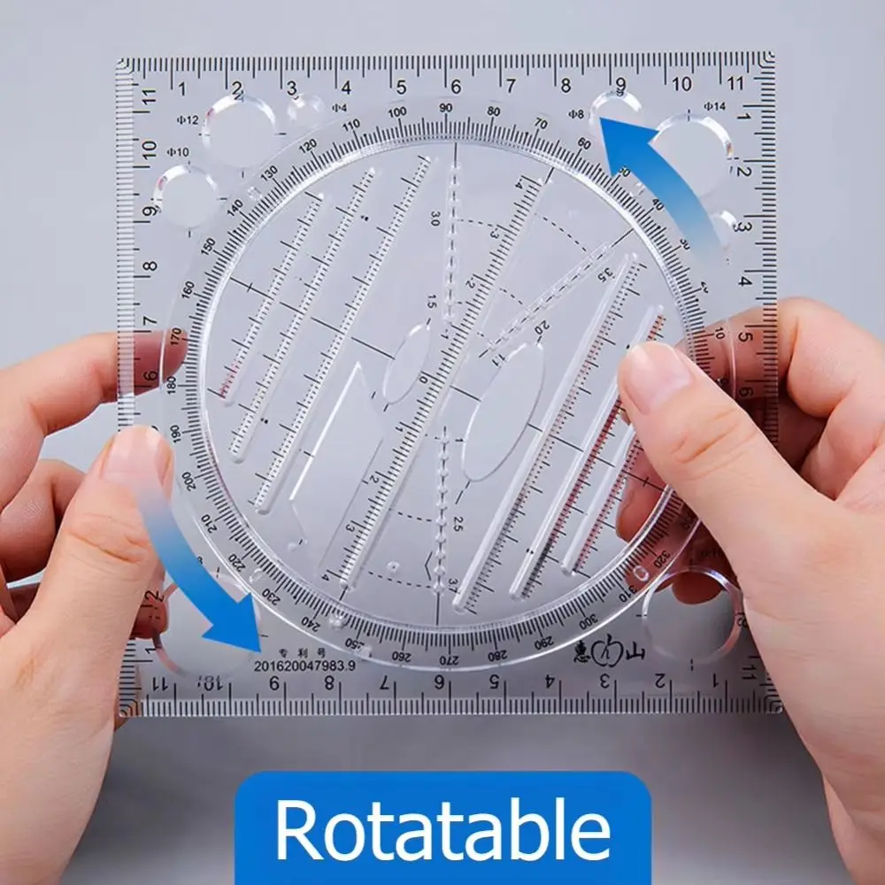 Geometrie-Winkelmesser Transparentes Multifunktionales Drehbares Lineal Pädagogisches Plastik-Kreiszeichnungslineal
