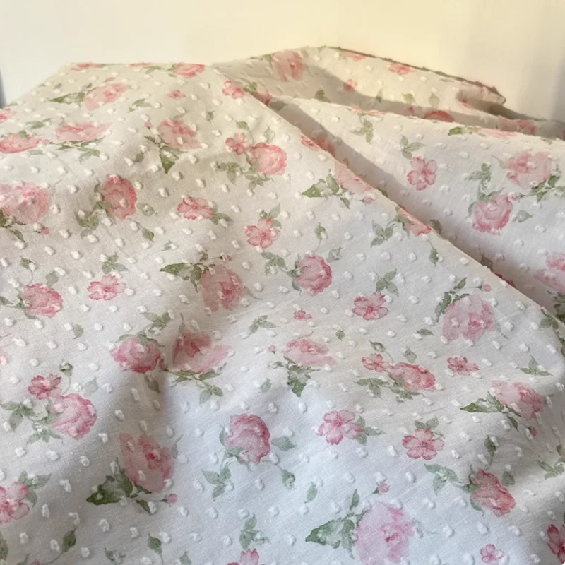 

145cm*50cm Cotton Fabric Rose Blossoms Point Fabric Suitable For Dresses Shirts Pajamas