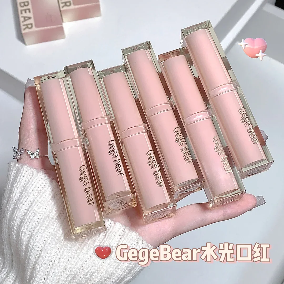 Gege bear Mirror Lip Glaze Watery Gloss Lasting stick Waterproof Moisturizing Beauty Makeup