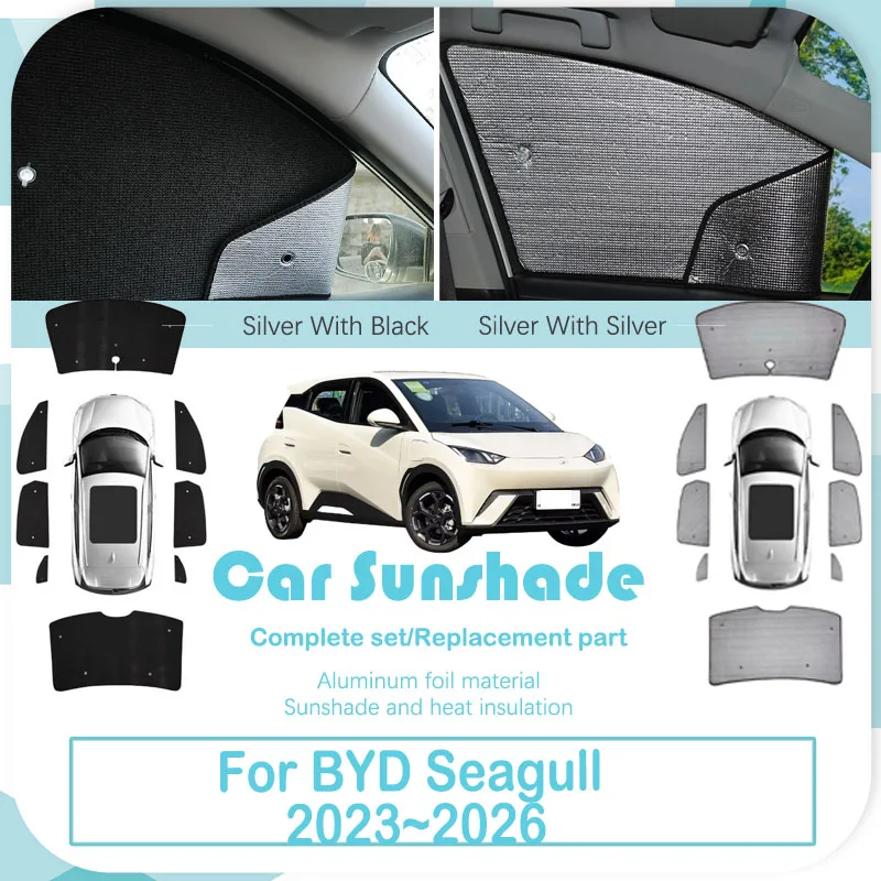 Car Coverage Sunshade For BYD Seagull EQ Dolphin Mini Surf 2022 2024 2025 2026 Anti-UV Window Visors Sun Shades Car Accessories