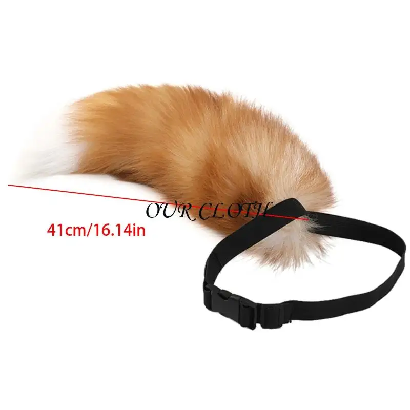 Vossen Staart Verstelbare Riem Pluche Dierenstaart Handgemaakte Beest Staart Halloween Party Kostuum Accessoires voor Volwassen
