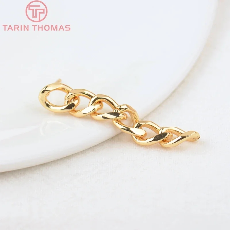 (2478) 4PCS 35x6MM 24K Gold Color Brass Extended Chain Stud Earrings High Quality DIY Jewelry Making Findings Accessories