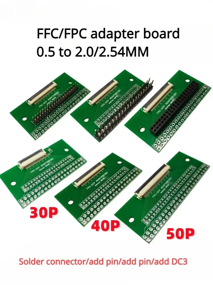 0.5 turn to 2.0/2.54MM, insert directly into FFC/FPC adapter 30P40P50P, and weld the 0.5MM flip cover to connect.