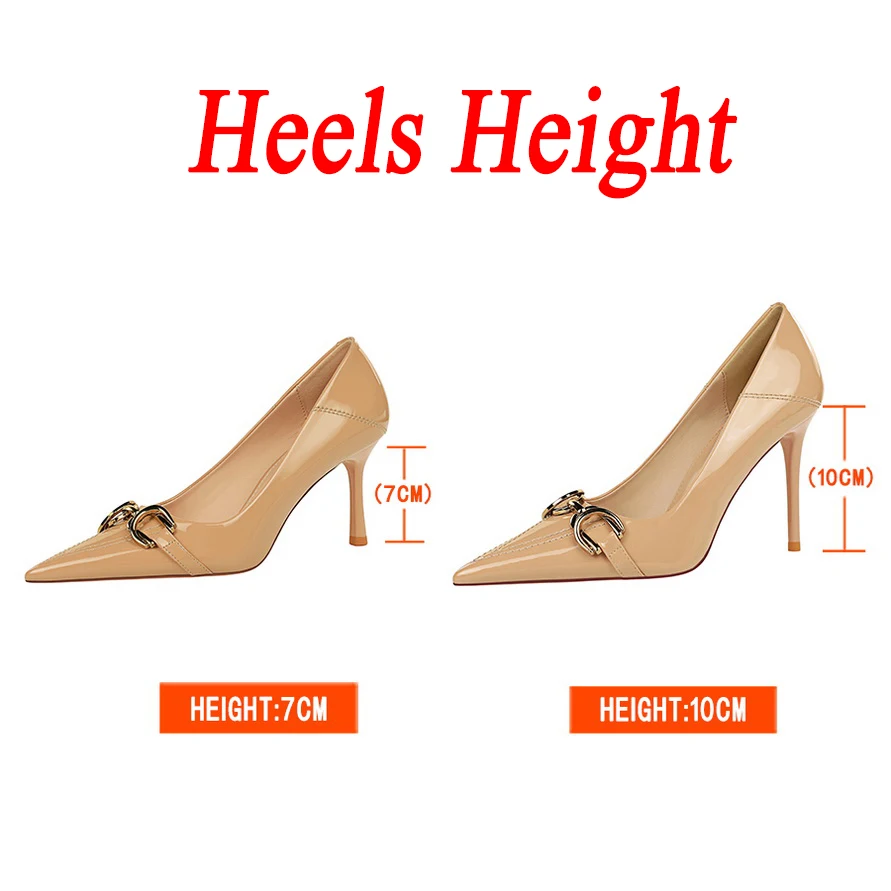 Women 7cm 10cm High Heels Wedding Nude Green Red Pumps Lady Luxury Designer Replica Metal Chain Stiletto Low Heels Fashion Shoes