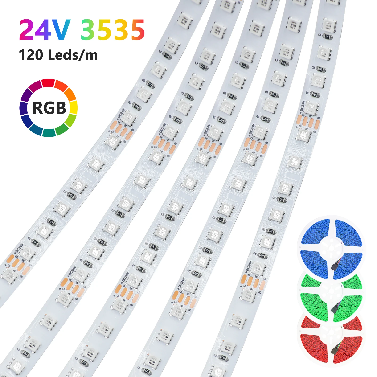 

DC12V 24V LED Strip Light SMD3535 RGB LED Light 8MM 120Leds/m Flexible Ribbon Tape IP20 5M 10M Bedroom Home Decor Stripe