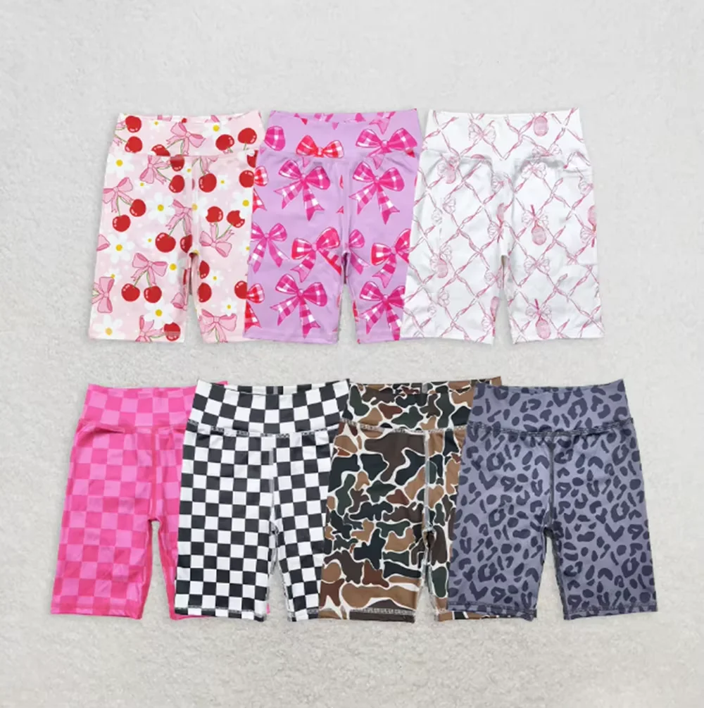 

Hot Sale RTS Summer Kids Bike Shorts Print Designs Outerwear Shorts Toddler Girls Elastic Waist Biker Sports Shorts
