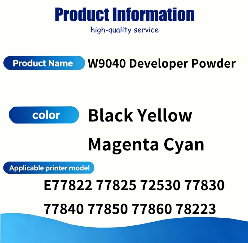 1set W9040 Developer Powder Compatible for HP Color LaserJet MFP E77822 E77825 E77830 E77822dn E77822z E77825dn E77825z E77830