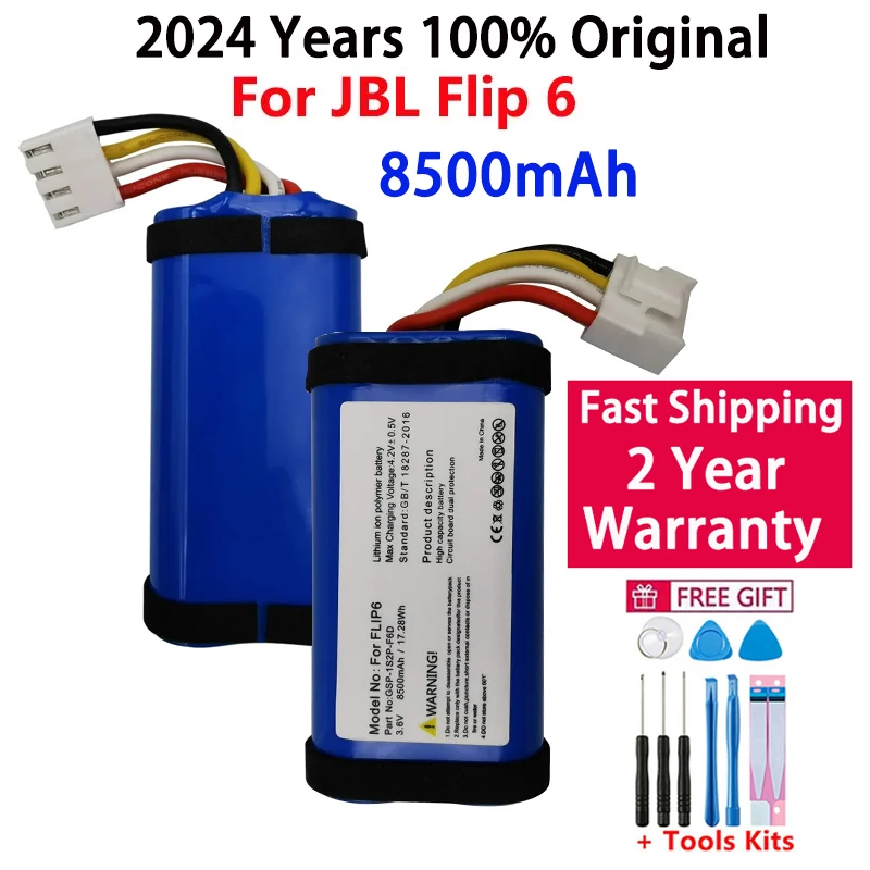 2024 100% Original New GSP-1S2P-F6D High Quality for JBL Flip 6, Flip6 Special Edition 8500mAh battery Batteries Bateria Tools