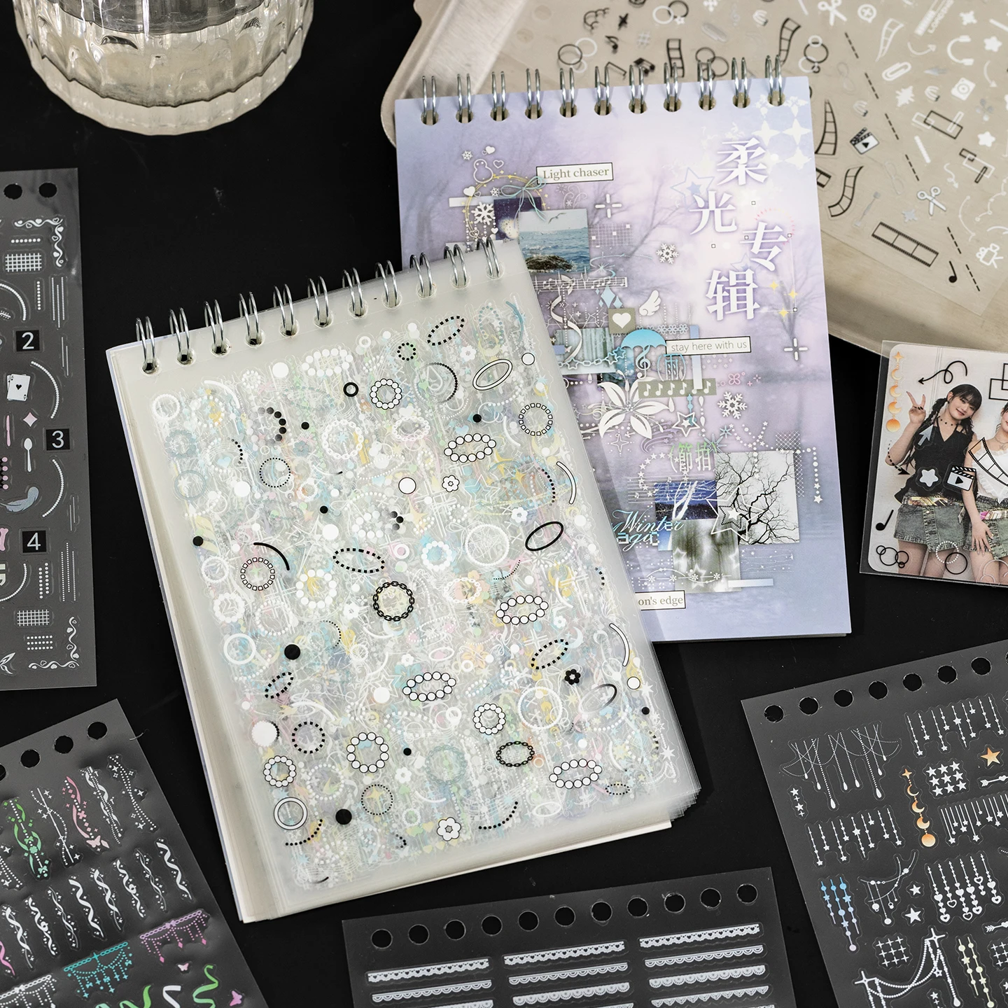 

Набор декоративных стикеров MINKYS Kawaii: 30 листов прозрачных ПЭТ-наклеек с музыкальными крыльями для дневников, журналов, K-pop, подарок для детей